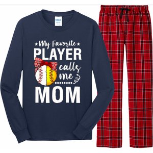 Wo Baseball Softball My Favorite Player Calls Me Mom Mother Day Long Sleeve Pajama Set