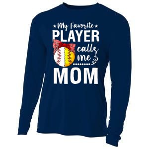 Wo Baseball Softball My Favorite Player Calls Me Mom Mother Day Cooling Performance Long Sleeve Crew