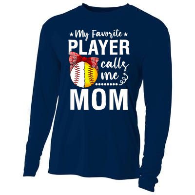 Wo Baseball Softball My Favorite Player Calls Me Mom Mother Day Cooling Performance Long Sleeve Crew