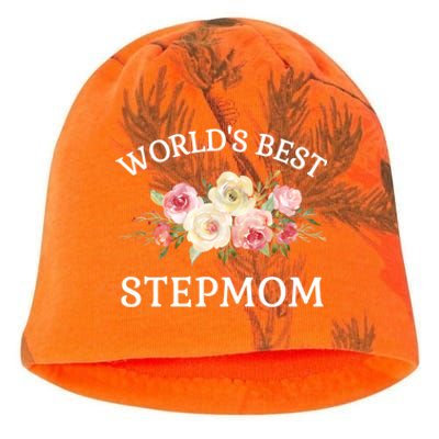 World's Best Stepmom Pink Watercolor Flower Bouquet Gift Kati - Camo Knit Beanie