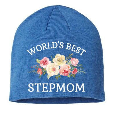 World's Best Stepmom Pink Watercolor Flower Bouquet Gift Sustainable Beanie