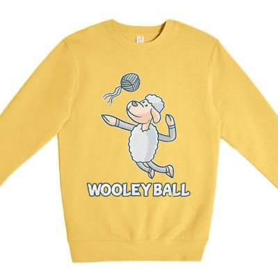 Wooley Ball Sheep Playing Volleyball Wool Lamb Farm Famer Premium Crewneck Sweatshirt