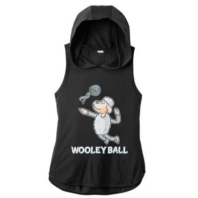 Wooley Ball Sheep Playing Volleyball Wool Lamb Farm Famer Ladies PosiCharge Tri-Blend Wicking Draft Hoodie Tank