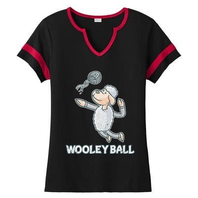 Wooley Ball Sheep Playing Volleyball Wool Lamb Farm Famer Ladies Halftime Notch Neck Tee