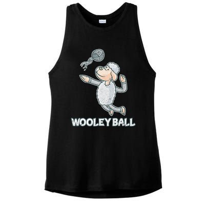 Wooley Ball Sheep Playing Volleyball Wool Lamb Farm Famer Ladies PosiCharge Tri-Blend Wicking Tank