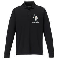 Wooley Ball Sheep Playing Volleyball Wool Lamb Farm Famer Performance Long Sleeve Polo