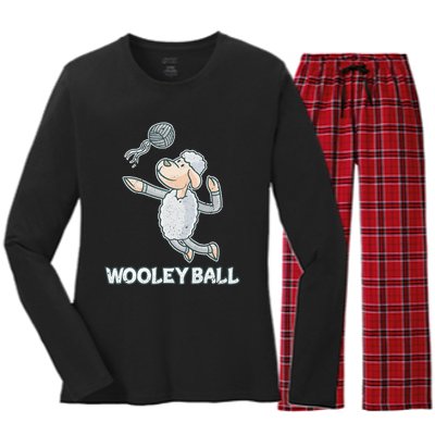 Wooley Ball Sheep Playing Volleyball Wool Lamb Farm Famer Women's Long Sleeve Flannel Pajama Set 