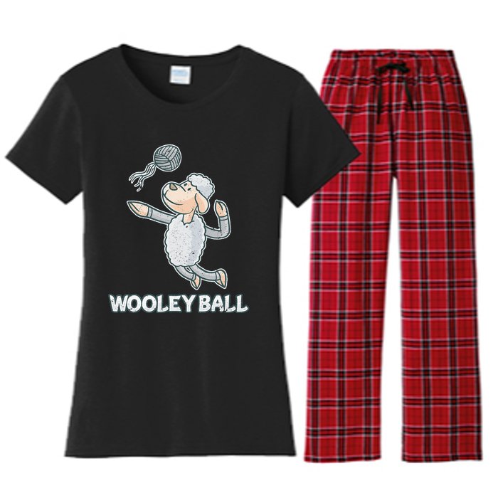 Wooley Ball Sheep Playing Volleyball Wool Lamb Farm Famer Women's Flannel Pajama Set