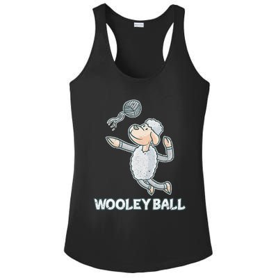 Wooley Ball Sheep Playing Volleyball Wool Lamb Farm Famer Ladies PosiCharge Competitor Racerback Tank