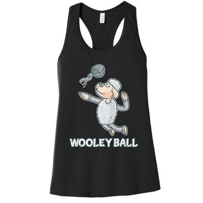 Wooley Ball Sheep Playing Volleyball Wool Lamb Farm Famer Women's Racerback Tank