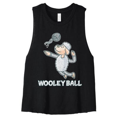 Wooley Ball Sheep Playing Volleyball Wool Lamb Farm Famer Women's Racerback Cropped Tank