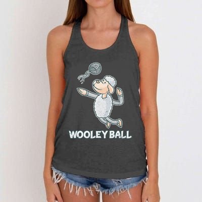 Wooley Ball Sheep Playing Volleyball Wool Lamb Farm Famer Women's Knotted Racerback Tank