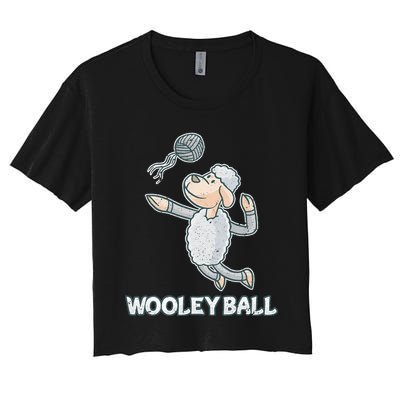 Wooley Ball Sheep Playing Volleyball Wool Lamb Farm Famer Women's Crop Top Tee