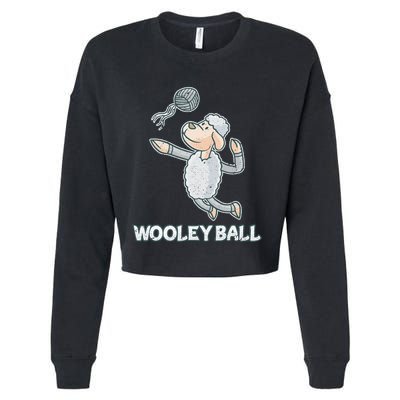 Wooley Ball Sheep Playing Volleyball Wool Lamb Farm Famer Cropped Pullover Crew