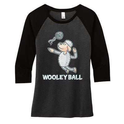 Wooley Ball Sheep Playing Volleyball Wool Lamb Farm Famer Women's Tri-Blend 3/4-Sleeve Raglan Shirt