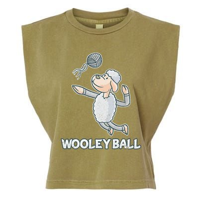 Wooley Ball Sheep Playing Volleyball Wool Lamb Farm Famer Garment-Dyed Women's Muscle Tee