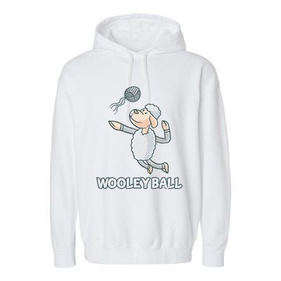 Wooley Ball Sheep Playing Volleyball Wool Lamb Farm Famer Garment-Dyed Fleece Hoodie