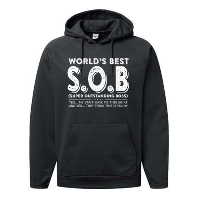 World's Best S.O.B Super Outstanding Boss Funny Colleague Performance Fleece Hoodie