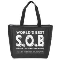 World's Best S.O.B Super Outstanding Boss Funny Colleague Zip Tote Bag