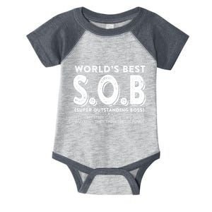 World's Best S.O.B Super Outstanding Boss Funny Colleague Infant Baby Jersey Bodysuit