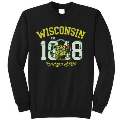 Wisconsin Badger State Flag Vintage Fade Sweatshirt