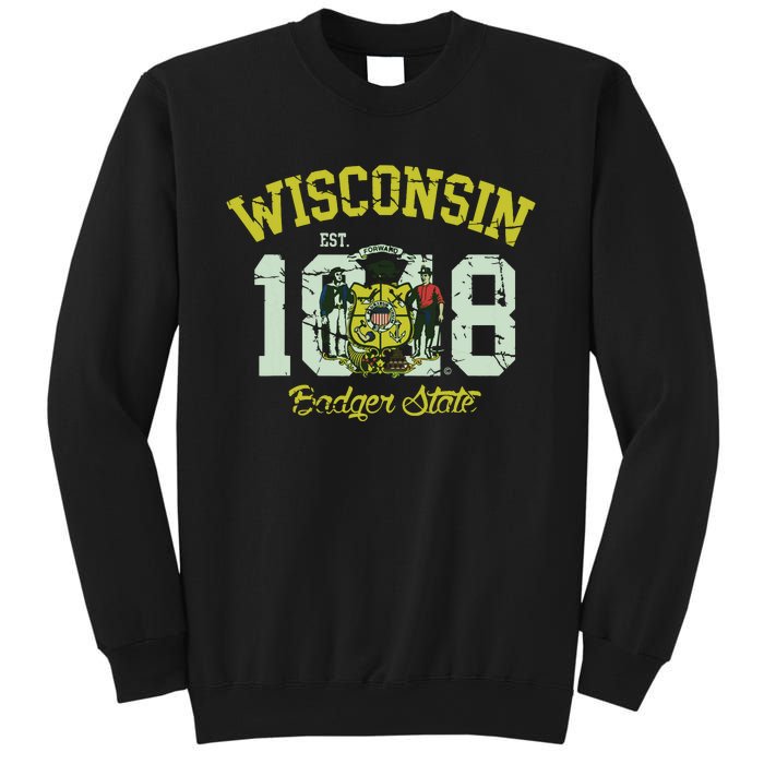 Wisconsin Badger State Flag Vintage Fade Sweatshirt