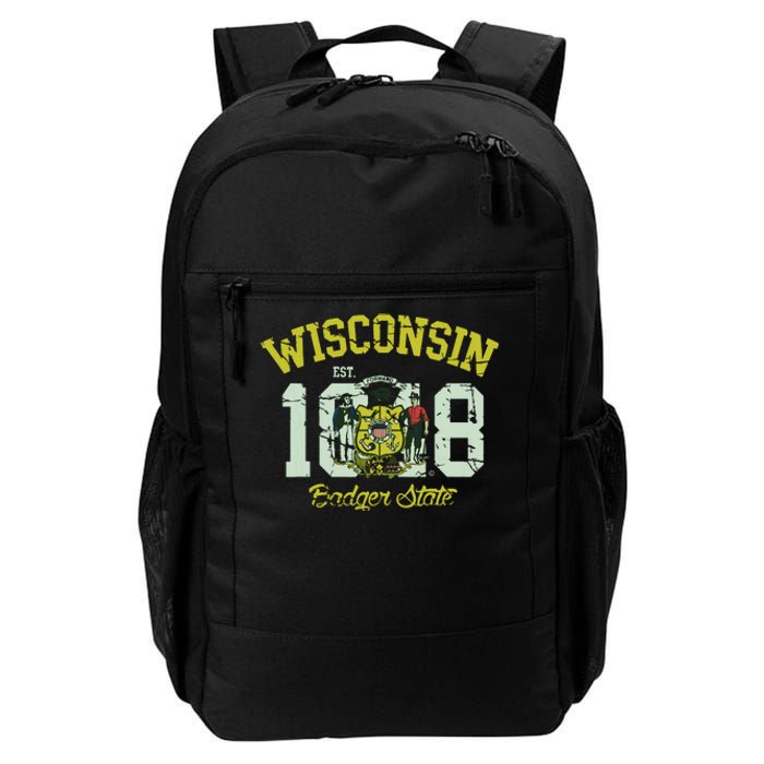 Wisconsin Badger State Flag Vintage Fade Daily Commute Backpack