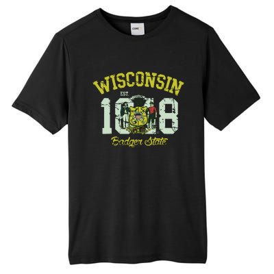 Wisconsin Badger State Flag Vintage Fade Tall Fusion ChromaSoft Performance T-Shirt