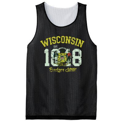 Wisconsin Badger State Flag Vintage Fade Mesh Reversible Basketball Jersey Tank