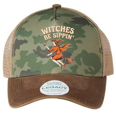 Witches Be Sippin Wine Funny Halloween Witchy Fall Legacy Tie Dye Trucker Hat