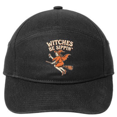 Witches Be Sippin Wine Funny Halloween Witchy Fall 7-Panel Snapback Hat