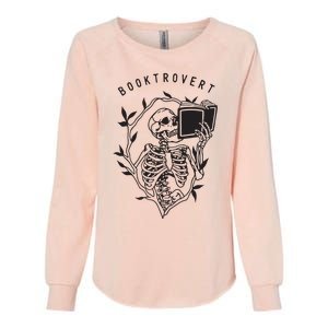 Womens Booktrovert Skeleton Reading Book Funny Bookish Womens California Wash Sweatshirt