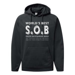 WorldS Best Sob Super Outstanding Boss Funny Colleague Performance Fleece Hoodie