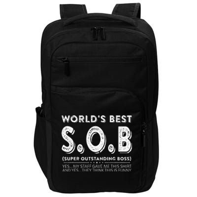 WorldS Best Sob Super Outstanding Boss Funny Colleague Impact Tech Backpack