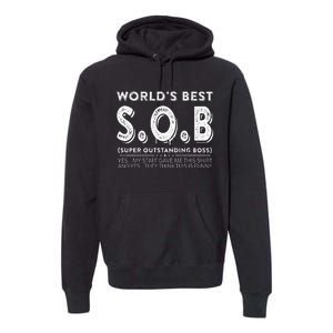 WorldS Best Sob Super Outstanding Boss Funny Colleague Premium Hoodie