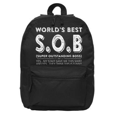 WorldS Best Sob Super Outstanding Boss Funny Colleague 16 in Basic Backpack