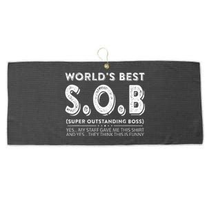 WorldS Best Sob Super Outstanding Boss Funny Colleague Large Microfiber Waffle Golf Towel