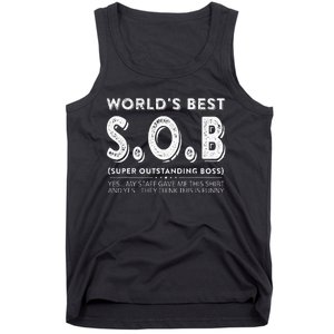 WorldS Best Sob Super Outstanding Boss Funny Colleague Tank Top