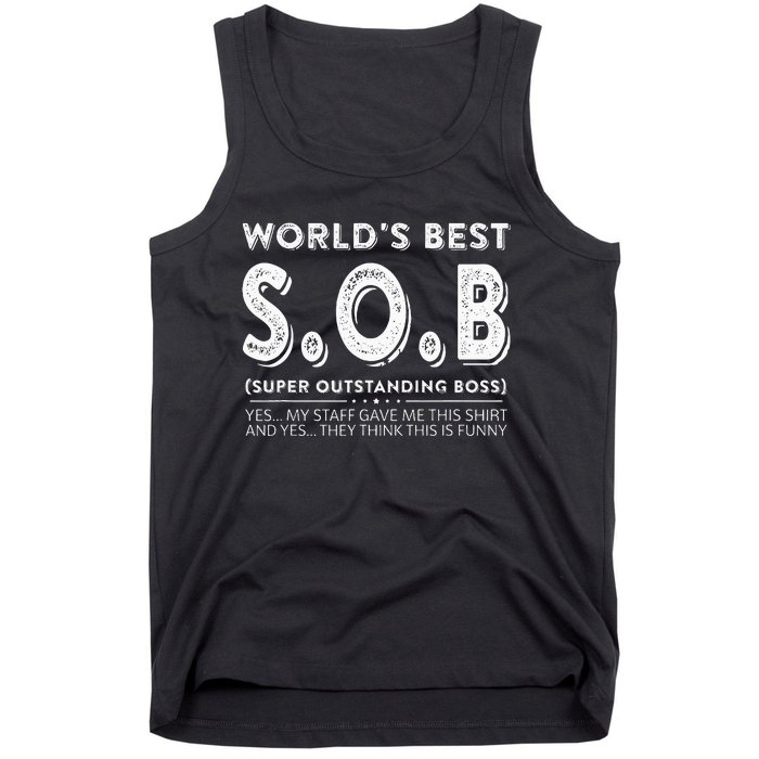 WorldS Best Sob Super Outstanding Boss Funny Colleague Tank Top