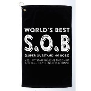 WorldS Best Sob Super Outstanding Boss Funny Colleague Platinum Collection Golf Towel