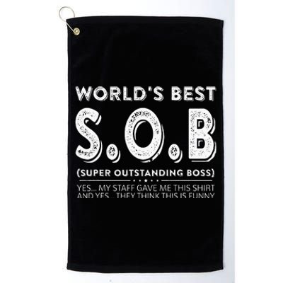 WorldS Best Sob Super Outstanding Boss Funny Colleague Platinum Collection Golf Towel