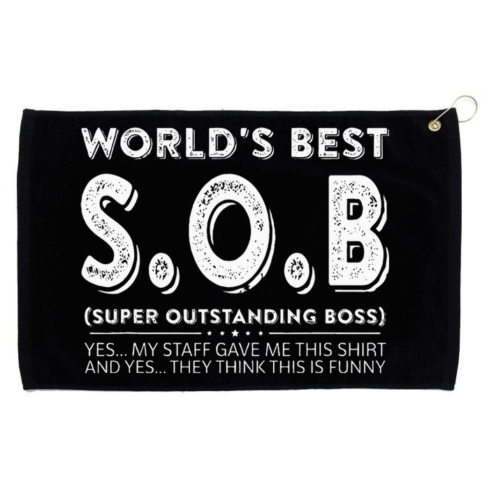 WorldS Best Sob Super Outstanding Boss Funny Colleague Grommeted Golf Towel