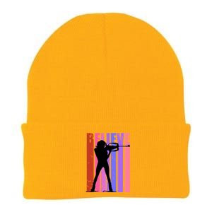 Wo Biathlon Shooting Guns Ski Skiiing Skier Winter Sport Gift Knit Cap Winter Beanie