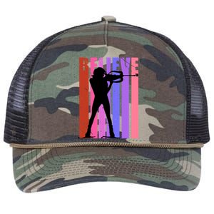 Wo Biathlon Shooting Guns Ski Skiiing Skier Winter Sport Gift Retro Rope Trucker Hat Cap