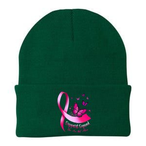 Woman Butterfly Support Squad Breast Cancer Warrior Pink Knit Cap Winter Beanie