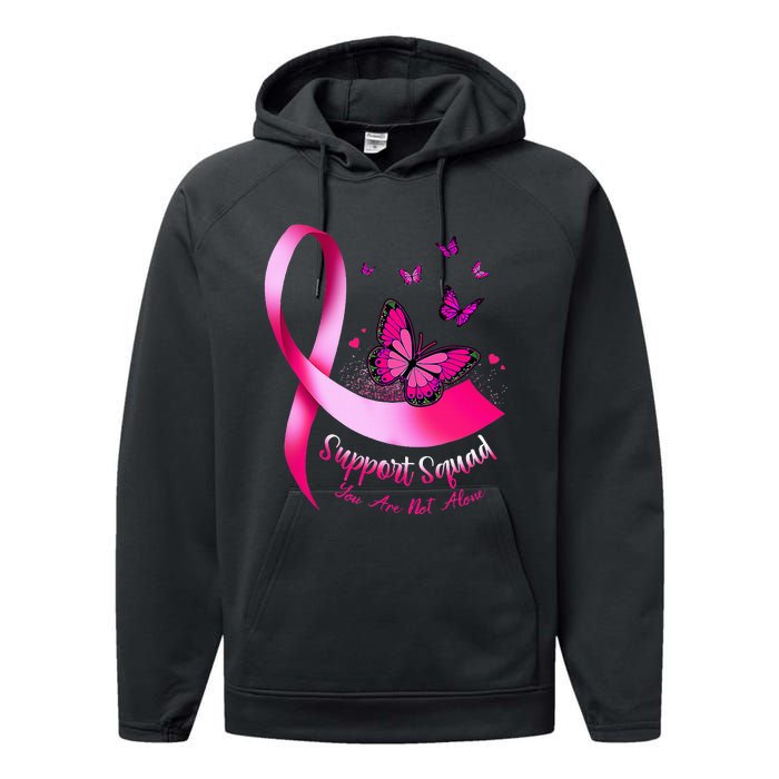 Woman Butterfly Support Squad Breast Cancer Warrior Pink Performance Fleece Hoodie