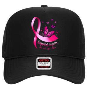 Woman Butterfly Support Squad Breast Cancer Warrior Pink High Crown Mesh Back Trucker Hat