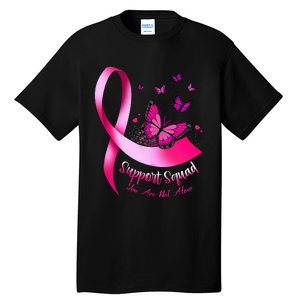 Woman Butterfly Support Squad Breast Cancer Warrior Pink Tall T-Shirt