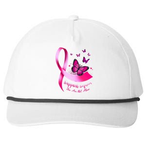 Woman Butterfly Support Squad Breast Cancer Warrior Pink Snapback Five-Panel Rope Hat