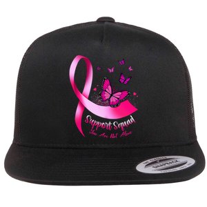 Woman Butterfly Support Squad Breast Cancer Warrior Pink Flat Bill Trucker Hat